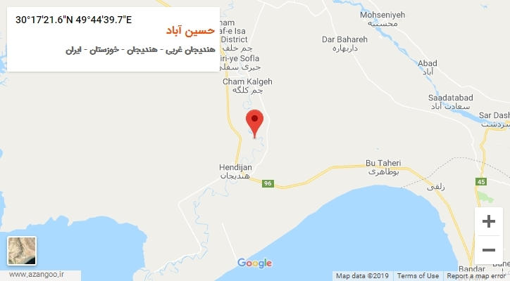 روستای حسین آباد بر روی نقشه