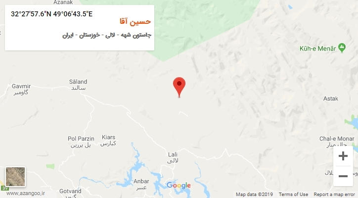 روستای حسین آقا بر روی نقشه