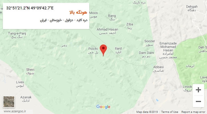 روستای هونگه بالا بر روی نقشه