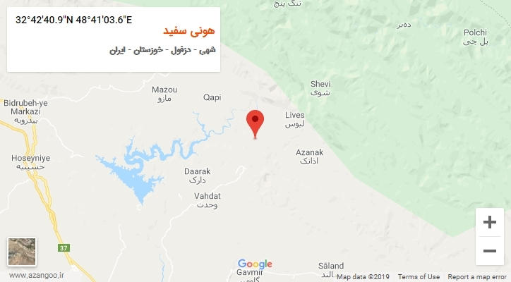 روستای هونی سفید بر روی نقشه