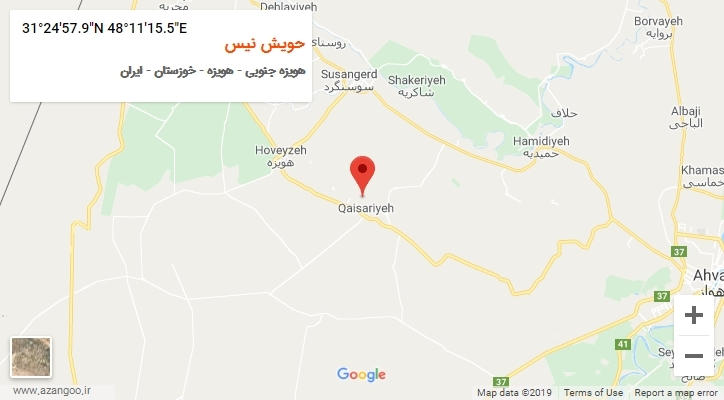 روستای حویش نیس بر روی نقشه