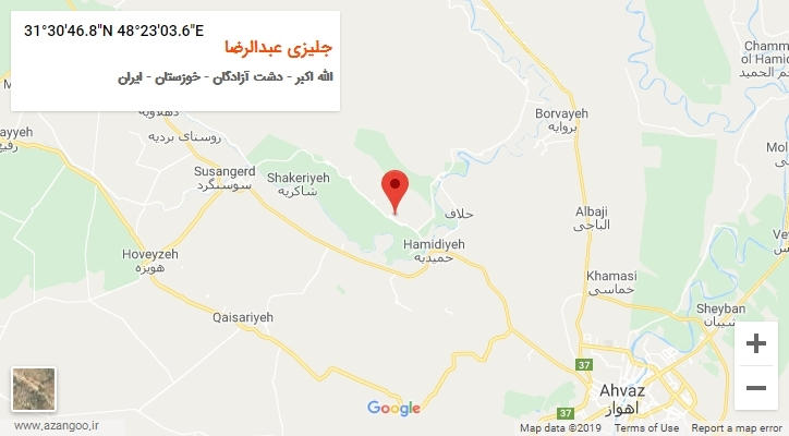 روستای جلیزی عبدالرضا بر روی نقشه