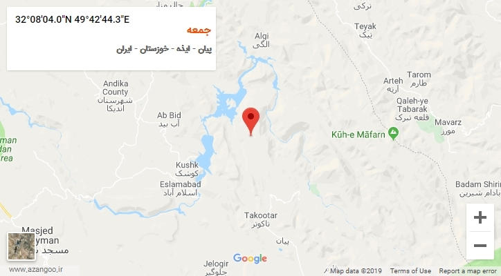 روستای جمعه بر روی نقشه