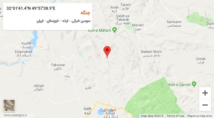 روستای جنگه بر روی نقشه