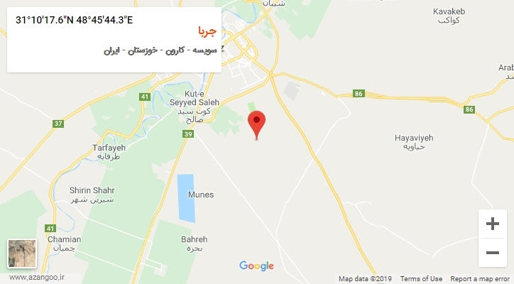 روستای جربا بر روی نقشه