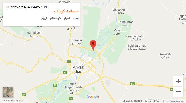 روستای جسانیه کوچک بر روی نقشه