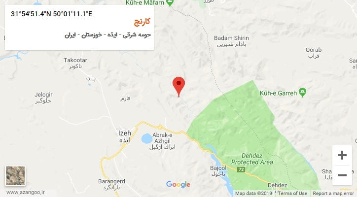 روستای کارنج بر روی نقشه