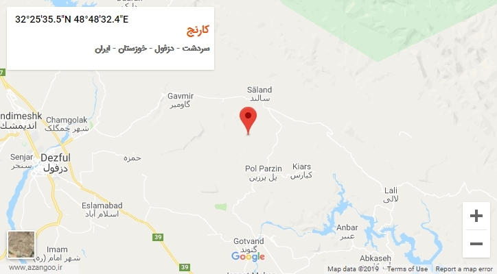 روستای کارنج بر روی نقشه