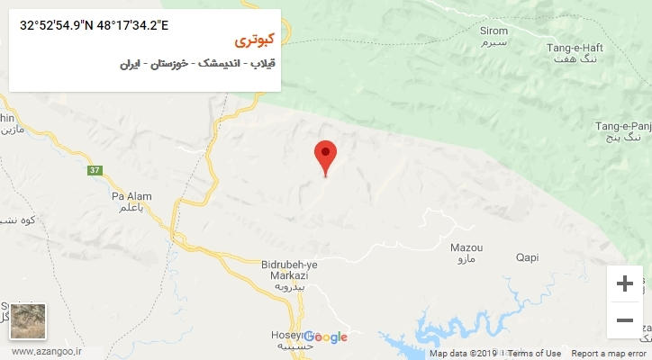 روستای کبوتری بر روی نقشه