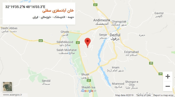 روستای خان آبادمغزی سفلی بر روی نقشه