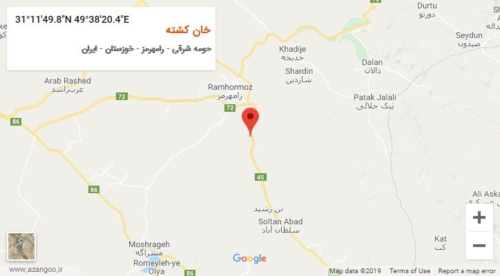 روستای خان کشته بر روی نقشه
