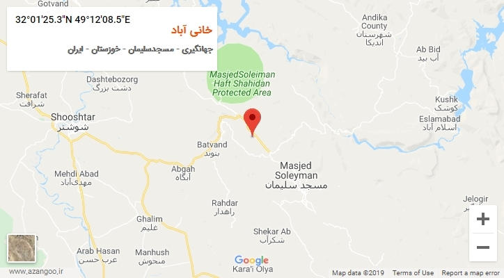 روستای خانی آباد بر روی نقشه