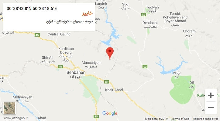 روستای خاییز بر روی نقشه