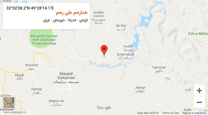 روستای خدارحم علی رحم بر روی نقشه