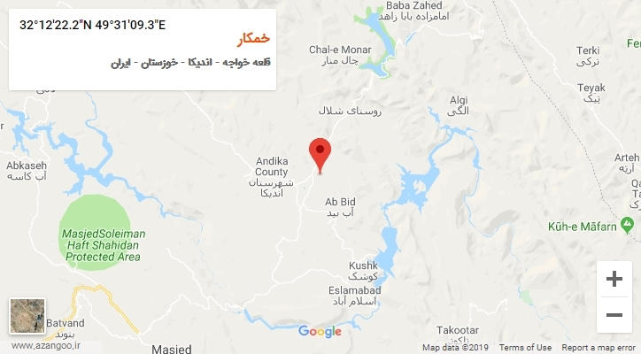 روستای خمکار بر روی نقشه
