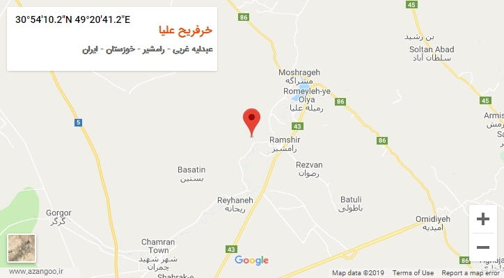 روستای خرفریح علیا بر روی نقشه