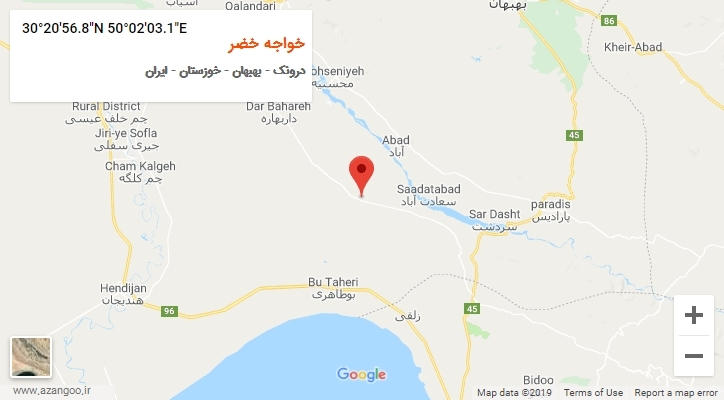 روستای خواجه خضر بر روی نقشه