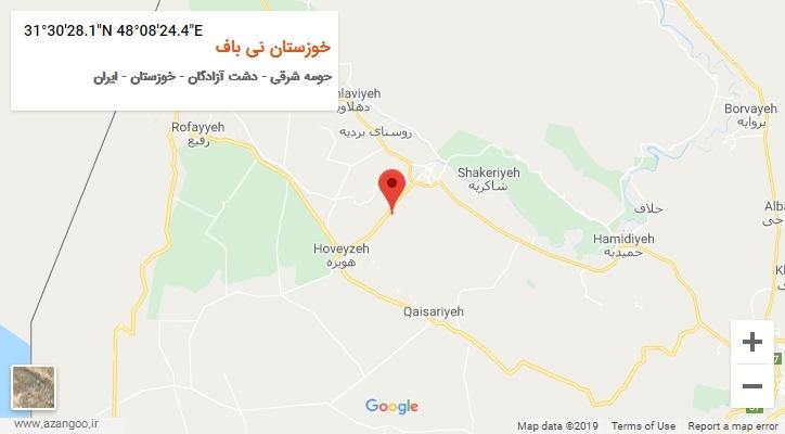 روستای خوزستان نی باف بر روی نقشه