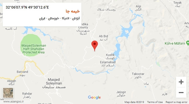 روستای خیمه جا بر روی نقشه