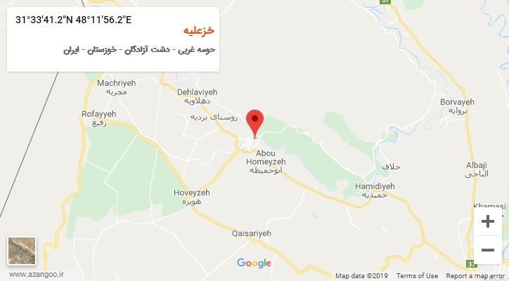 روستای خزعلیه بر روی نقشه