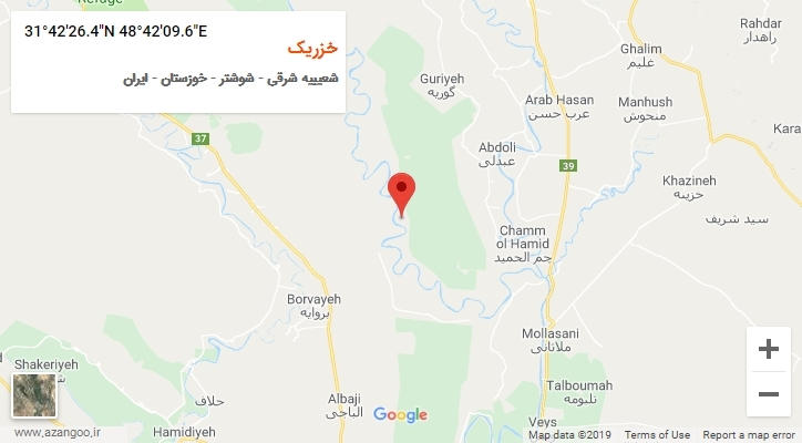 روستای خزریک بر روی نقشه