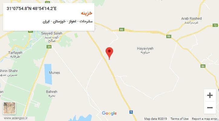 روستای خزینه بر روی نقشه