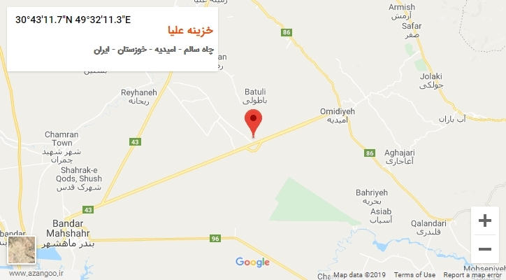 روستای خزینه علیا بر روی نقشه