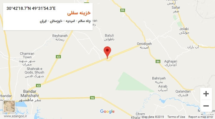 روستای خزینه سفلی بر روی نقشه