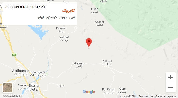 روستای کلابروک بر روی نقشه