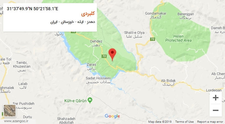 روستای کلبردی بر روی نقشه