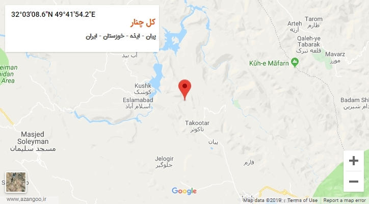 روستای کل چنار بر روی نقشه