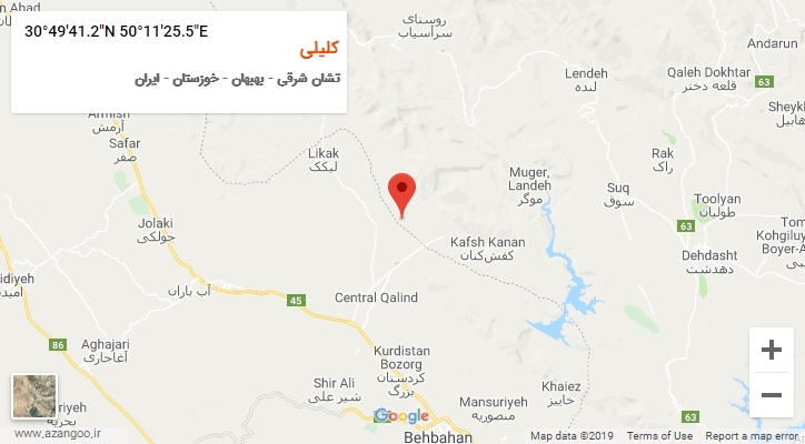روستای کلیلی بر روی نقشه