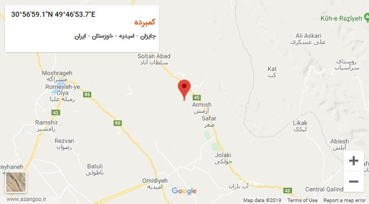 روستای کمبرده بر روی نقشه