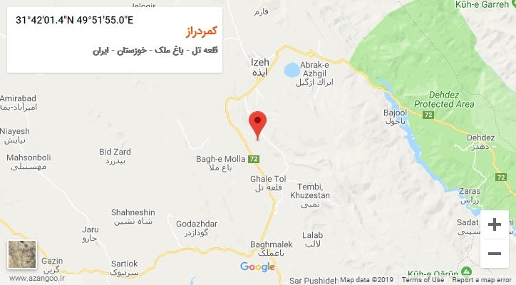 روستای کمردراز بر روی نقشه