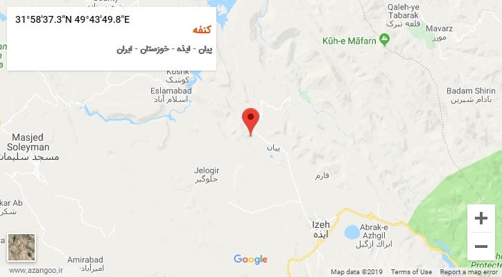 روستای کنفه بر روی نقشه