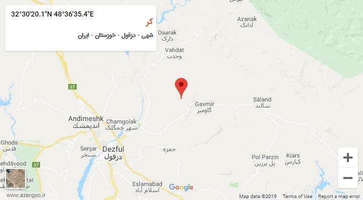 روستای کر بر روی نقشه