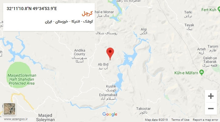 روستای کرچل بر روی نقشه