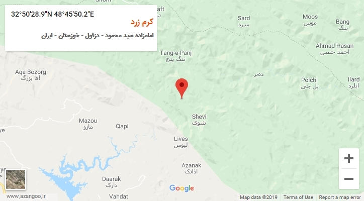 روستای کرم زرد بر روی نقشه