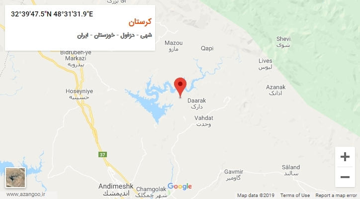 روستای کرستان بر روی نقشه