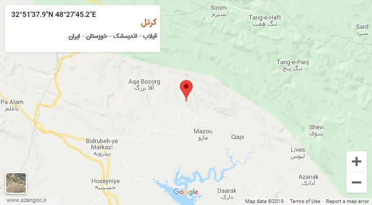روستای کرتل بر روی نقشه