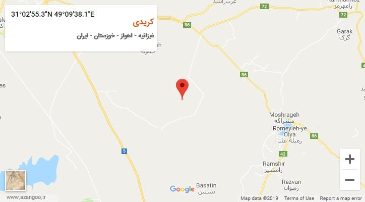 روستای کریدی بر روی نقشه