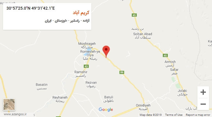 روستای کریم آباد بر روی نقشه