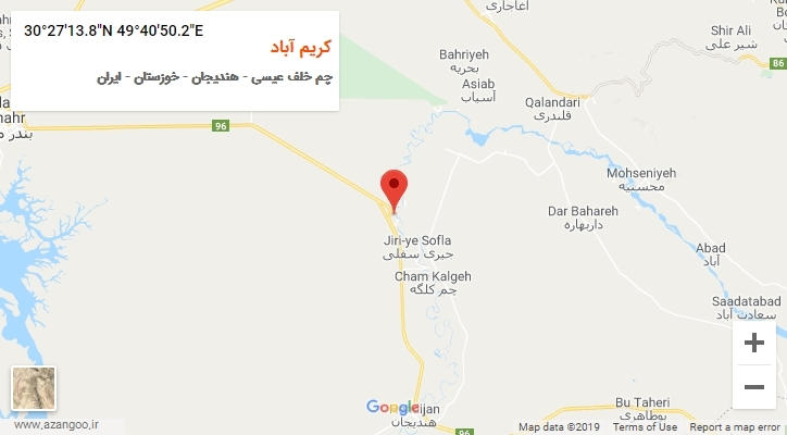 روستای کریم آباد بر روی نقشه