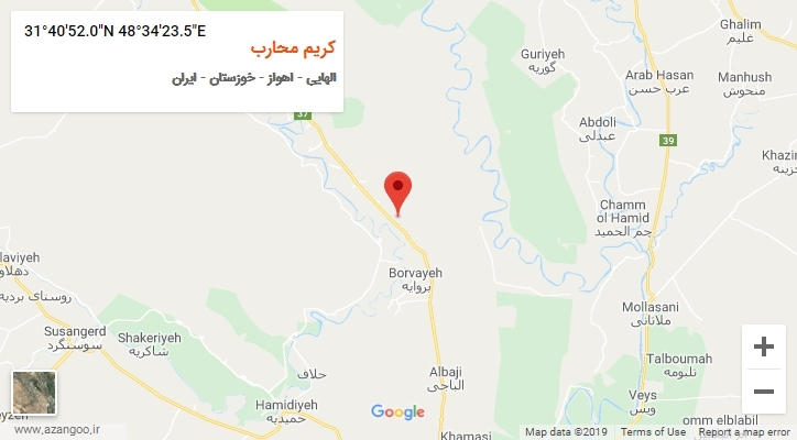 روستای کریم محارب بر روی نقشه
