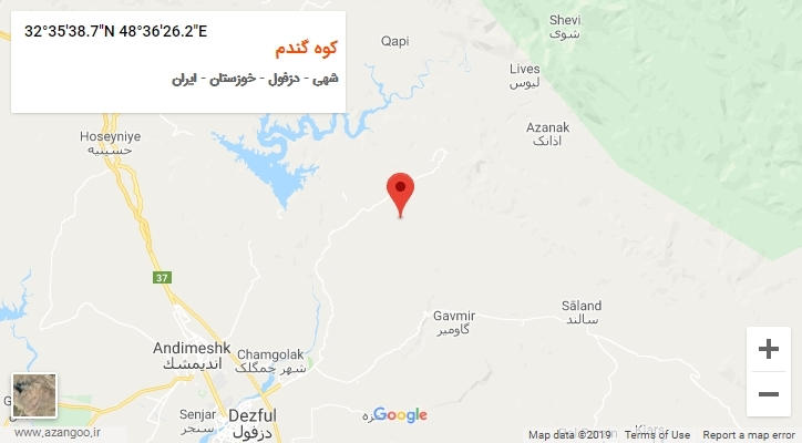 روستای کوه گندم بر روی نقشه