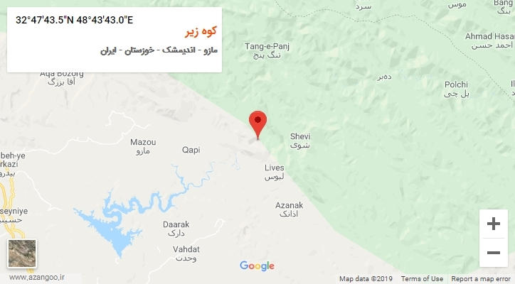 روستای کوه زیر بر روی نقشه