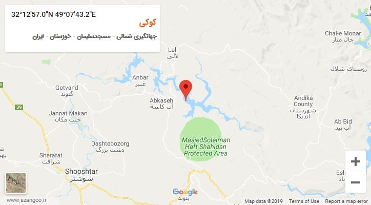 روستای کوکی بر روی نقشه