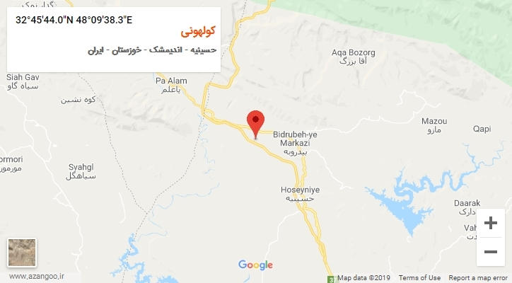 روستای کولهونی بر روی نقشه