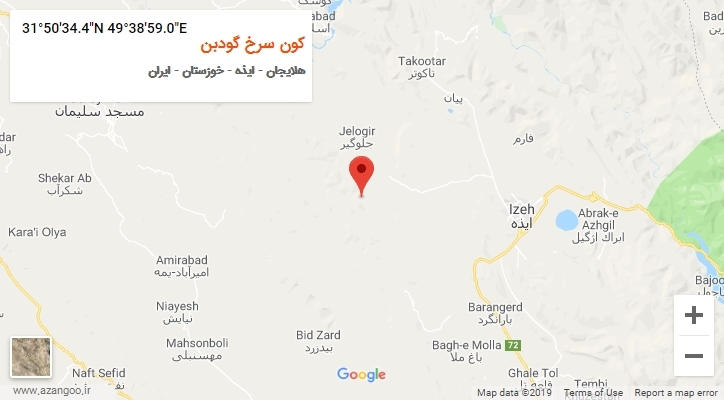 روستای کون سرخ گودبن بر روی نقشه