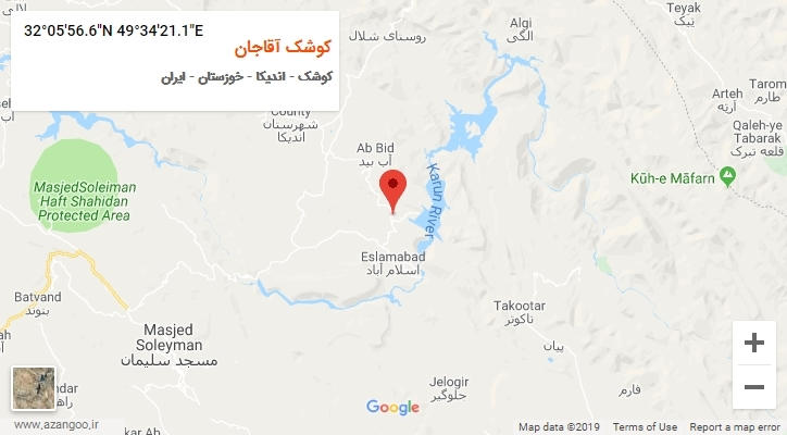 روستای کوشک آقاجان بر روی نقشه